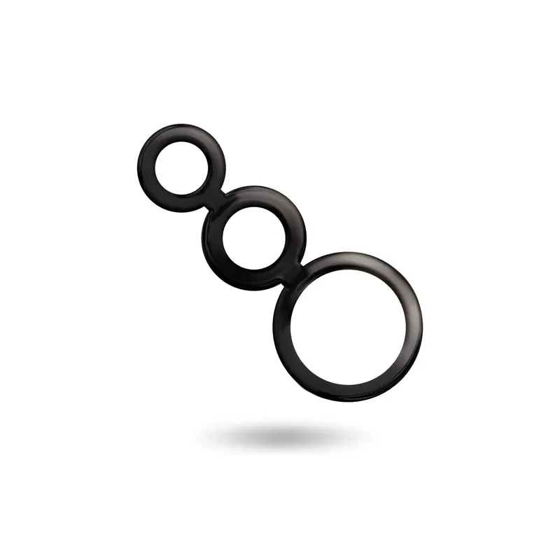 Set of 3 ADDICTED TOYS penis rings in smoked silicone, non-slip, three sizes 50 32 28 mm.