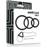 Set de tres anillos para pene negros Addicted Toys de goma superelástica - vista general tallas S M L" }, { "fr": "Anneau pénien