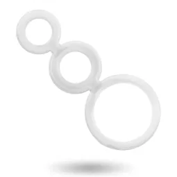 Set mit 3 transparenten Penisringen aus Silikon ADDICTED TOYS, Größen 50, 32, 28 mm zur Verzögerung der Ejakulation.