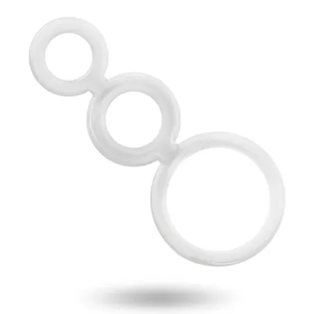 Lot de 3 anneaux péniens transparents en silicone ADDICTED TOYS, tailles 50, 32, 28 mm pour retard éjaculation.