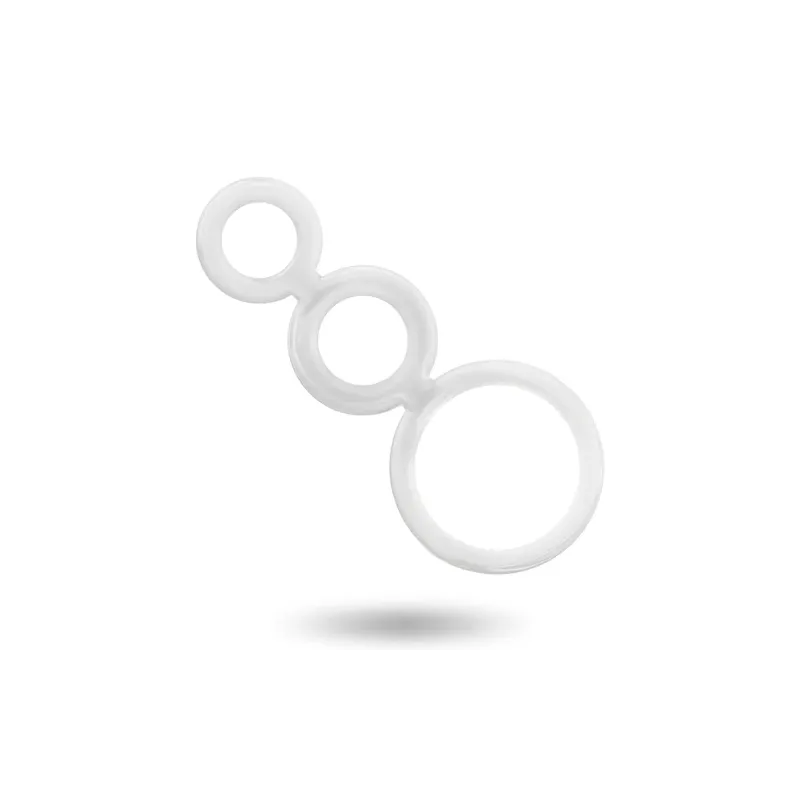 Lote de 3 anillos para pene transparentes de silicona ADDICTED TOYS, tallas 50, 32, 28 mm para retrasar la eyaculación.