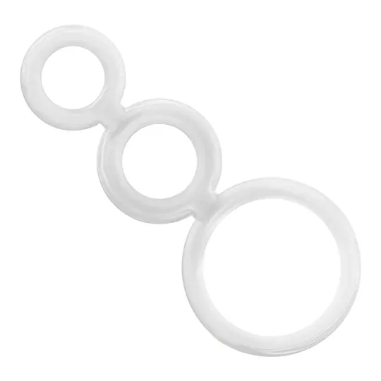 Set di 3 anelli penieni trasparenti in silicone ADDICTED TOYS, misure 50, 32, 28 mm per ritardare l'eiaculazione.