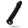 Addicted Toys manicotto estensione pene nero in TPE, +2,5 cm lunghezza, anello testicoli integrato.
