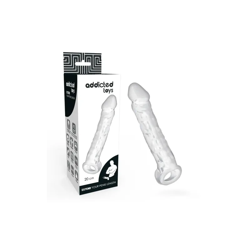 Extensor de pene transparente Addicted Toys +2,5 cm vista principal" }, { "fr": "Extension de pénis Addicted Toys transparente v