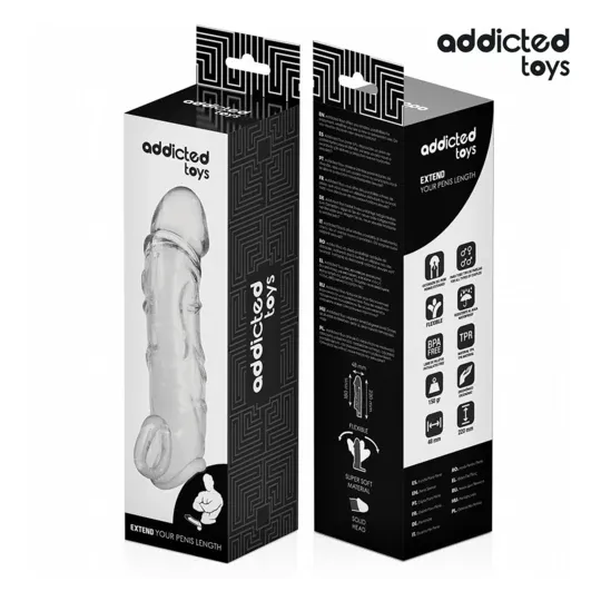 Transparente Penisextension Addicted Toys 27 cm Hauptansicht – Verlängerungshülle hypoallergen