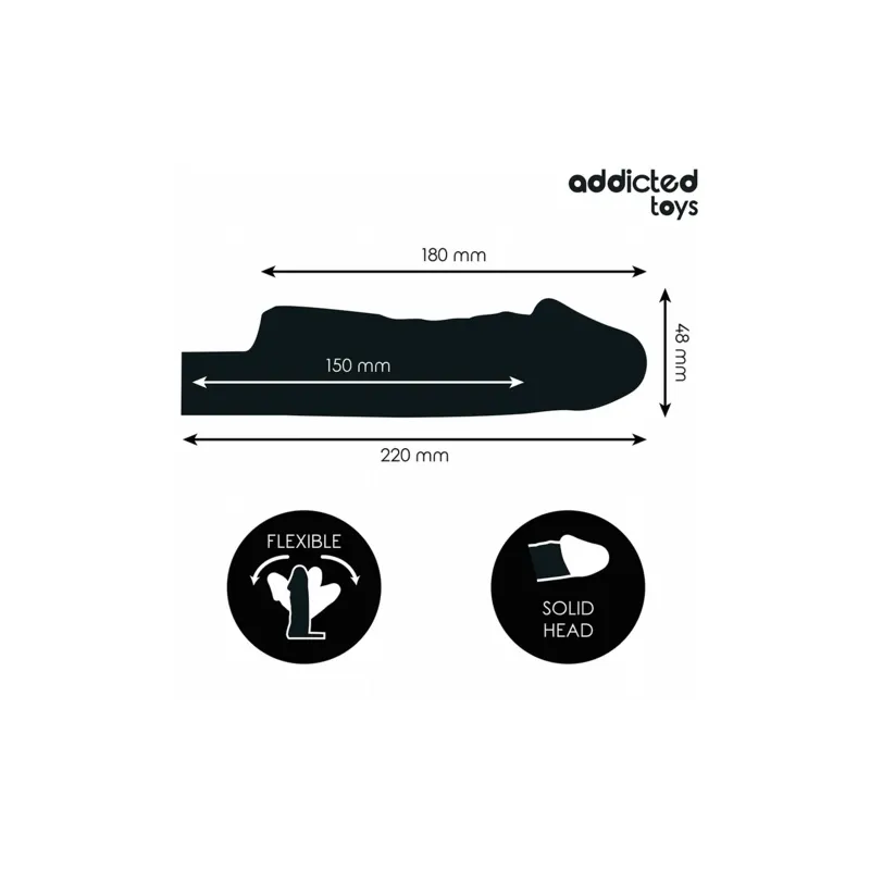 Extension de pénis transparente Addicted Toys 27 cm vue principale – manchon allongeur hypoallergénique