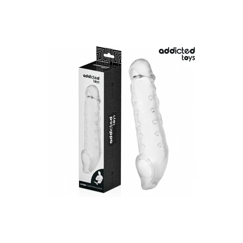 Estensione pene trasparente Addicted Toys taglia S 23 cm, guaina per allungamento e ingrossamento per prestazioni migliori