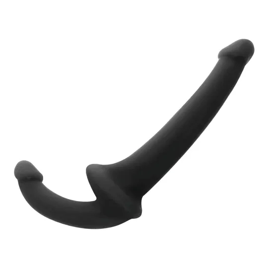Harness-free double dildo Addicted Toys black – overview with two ends of different sizes for couples