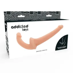 Addicted Toys harnischfreier Dildo Doppelvergnügen G-Punkt Stimulation, hautfarben, gebogener Griff