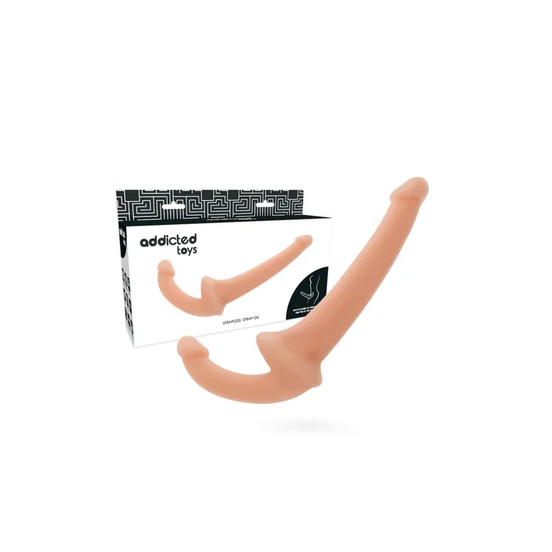 Gode sans harnais Addicted Toys double plaisir stimulation G, couleur chair, sonde courbée pour point G