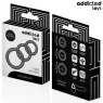Pack of 3 adjustable silicone cock rings Addicted Toys on black background