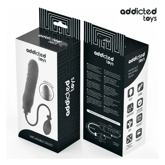 Inflatable dildo Addicted Toys model 3 – Adjustable silicone, front view inflated
