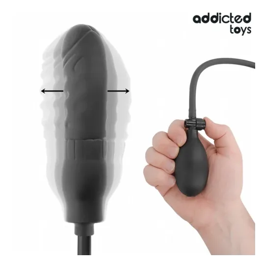 Godemichet gonflable Addicted Toys modèle 3 – Silicone ajustable, vue avant inflation