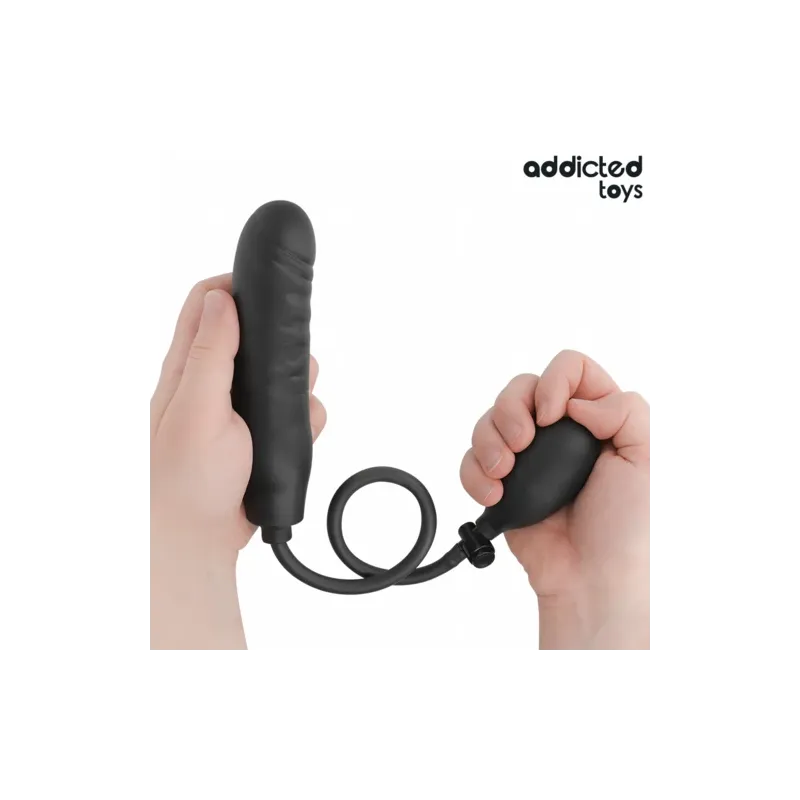 Godemichet gonflable Addicted Toys modèle 3 – Silicone ajustable, vue avant inflation