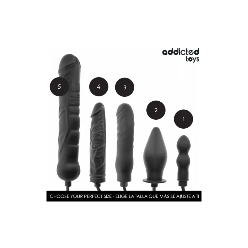Dildo gonfiabile Addicted Toys modello 3 – Silicone regolabile, vista anteriore gonfiato