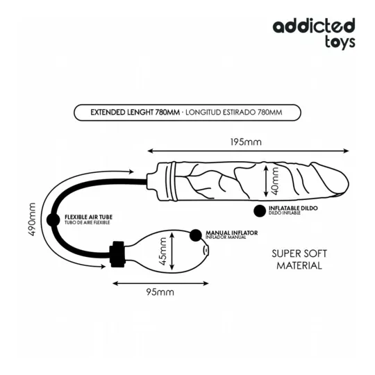 Addicted Toys aufblasbarer Silikon-Dildo Modell 4 - Verstellbares Sexspielzeug für individuelles Vergnügen