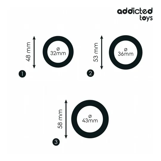 Lot de 3 anneaux péniens en silicone Addicted Toys taille réglable sur fond noir