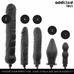 XL inflatable dildo Addicted Toys model 5 front view soft silicone adjustable for P-spot stimulation