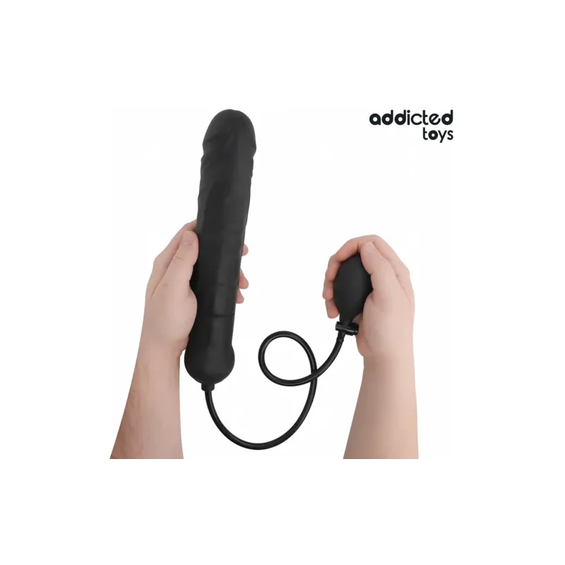 Gode gonflable XL Addicted Toys – modèle 5 vue face silicone souple ajustable pour stimulation point P