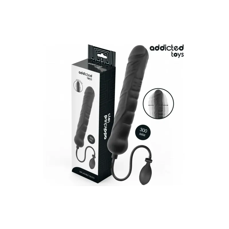 XL inflatable dildo Addicted Toys model 5 front view soft silicone adjustable for P-spot stimulation