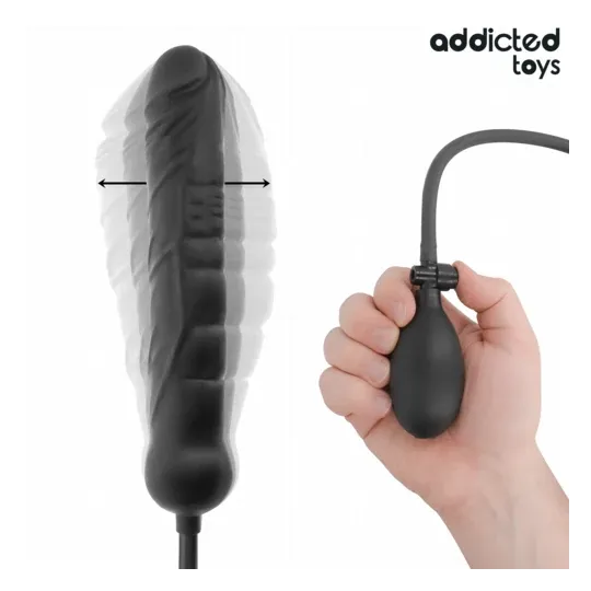 XL inflatable dildo Addicted Toys model 5 front view soft silicone adjustable for P-spot stimulation