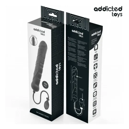 XL inflatable dildo Addicted Toys model 5 front view soft silicone adjustable for P-spot stimulation