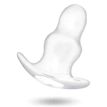Addicted Toys Grand dilatateur anal tunnel double anneau 13 cm transparent - Vue d'ensemble de l'accessoire en TPE