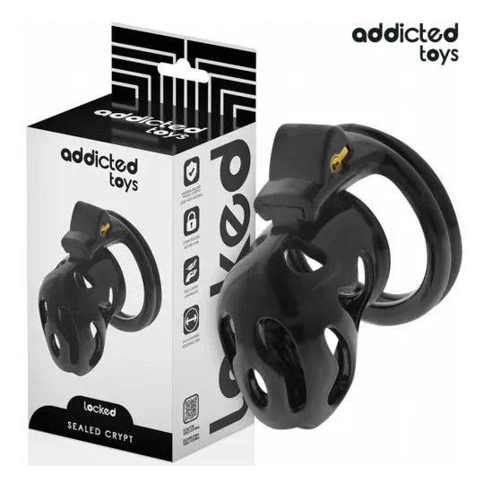 Jaula de castidad ADDICTED TOYS LOCKED con candado y anillos ajustables 40-52mm para control absoluto