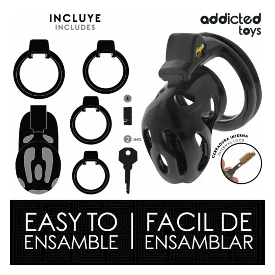 Chastity cage ADDICTED TOYS LOCKED with lock and adjustable rings 40-52mm for absolute control