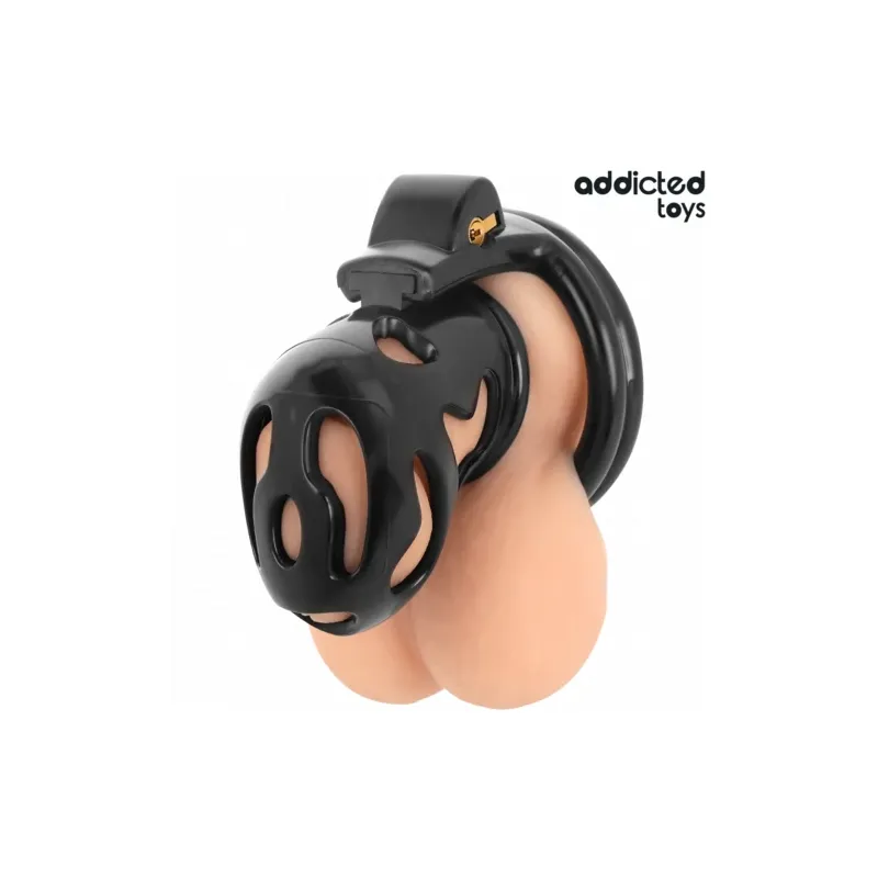 Keuschheitskäfig ADDICTED TOYS LOCKED mit Schloss und verstellbaren Ringen 40-52mm für absolute Kontrolle