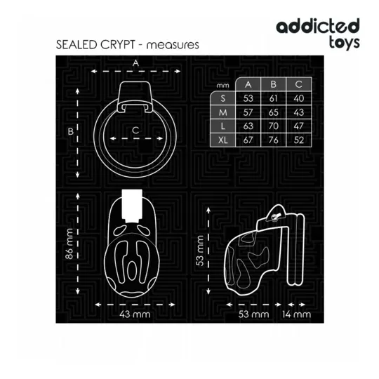 Jaula de castidad ADDICTED TOYS LOCKED con candado y anillos ajustables 40-52mm para control absoluto
