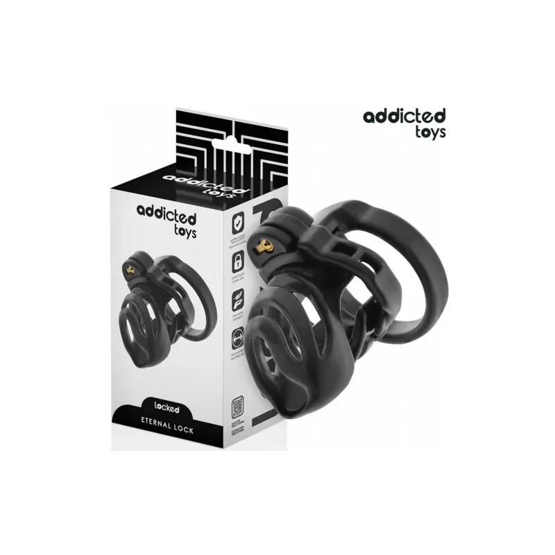 Gabbia di castità Addicted Toys Locked con serratura eterna e 4 anelli regolabili per sottomissione maschile