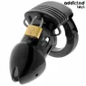 Schwarzer Keuschheitskäfig ADDICTED TOYS LOCKED 7,5 cm mit verstellbarem Schamring und Plastikschlössern