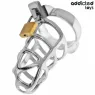 Cage de chasteté métal argent Addicted Toys Locked taille M - vue d'ensemble avec verrou