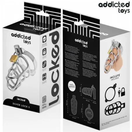 Keuschheitskäfig aus Silbermetall Addicted Toys Locked Größe S mit Schloss und Schlüsseln