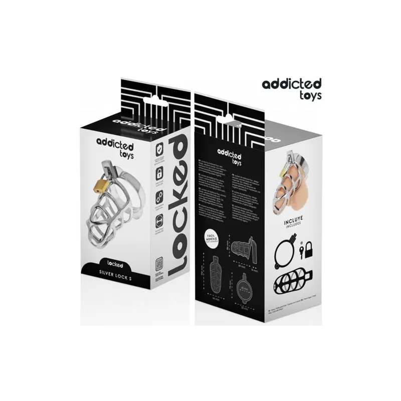 Keuschheitskäfig aus Silbermetall Addicted Toys Locked Größe S mit Schloss und Schlüsseln