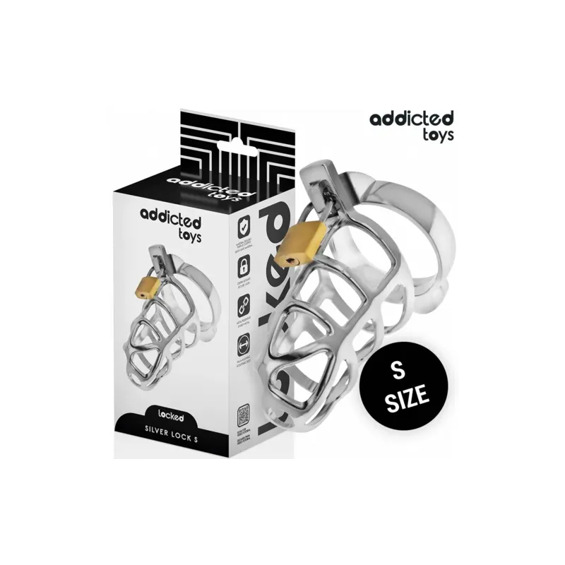 Jaula de castidad metal plateado Addicted Toys Locked talla S con cerradura y llaves" }, { "fr": "Verrou haute sécurité cage cha