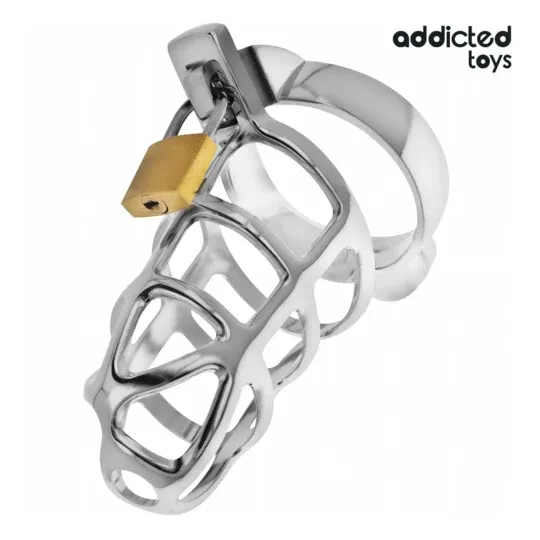 Keuschheitskäfig aus Silbermetall Addicted Toys Locked Größe S mit Schloss und Schlüsseln