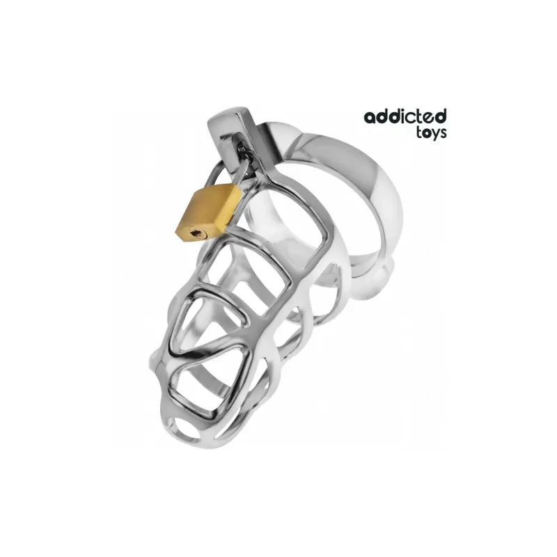 Cage de chasteté métal argent Addicted Toys Locked taille S avec verrou et clés