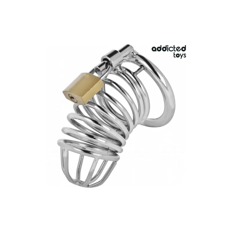 Cage de chasteté métal Addicted Toys Locked Iron Cell taille S anneau 40mm avec serrure et clés - contrôle sécurisé