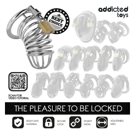 Jaula de castidad metálica Addicted Toys Locked Iron Cell talla S anillo 40mm con cerradura y llaves - control seguro