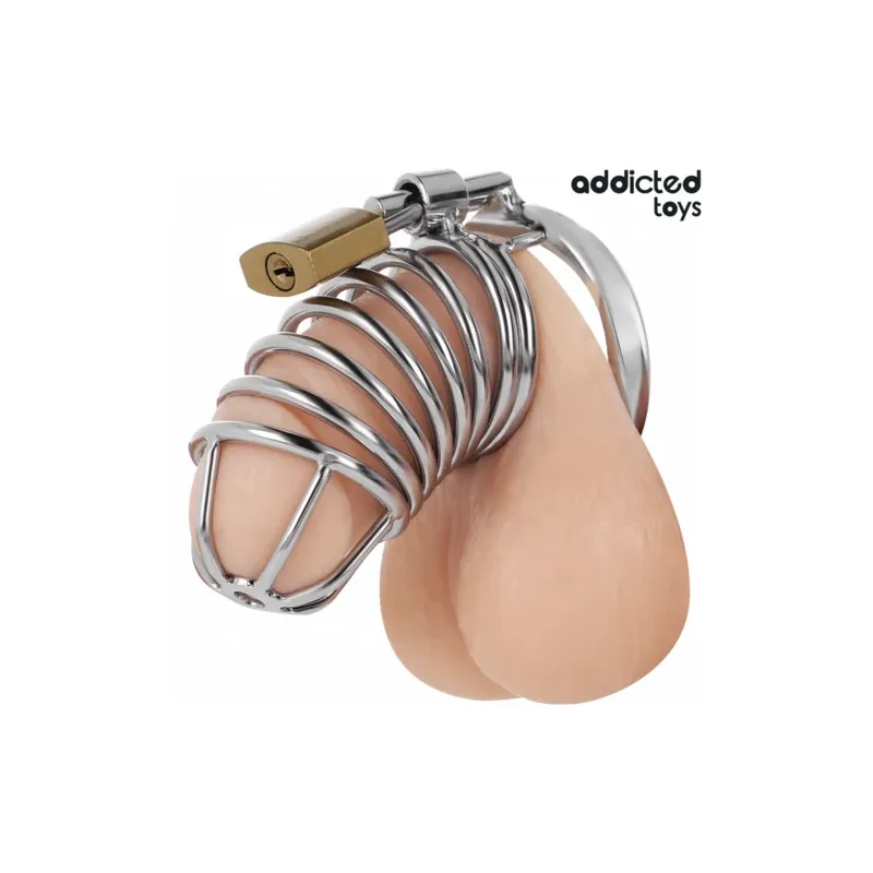 Cage de chasteté métal Addicted Toys Locked Iron Cell taille S anneau 40mm avec serrure et clés - contrôle sécurisé
