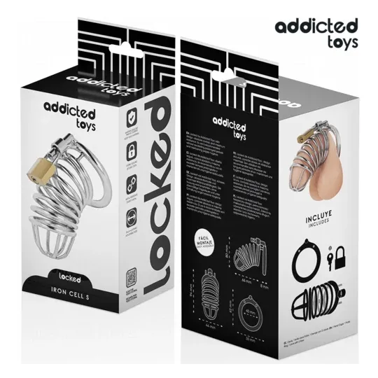 Addicted Toys Locked Iron Cell metal chastity cage size S 40mm ring with lock and keys - secure control