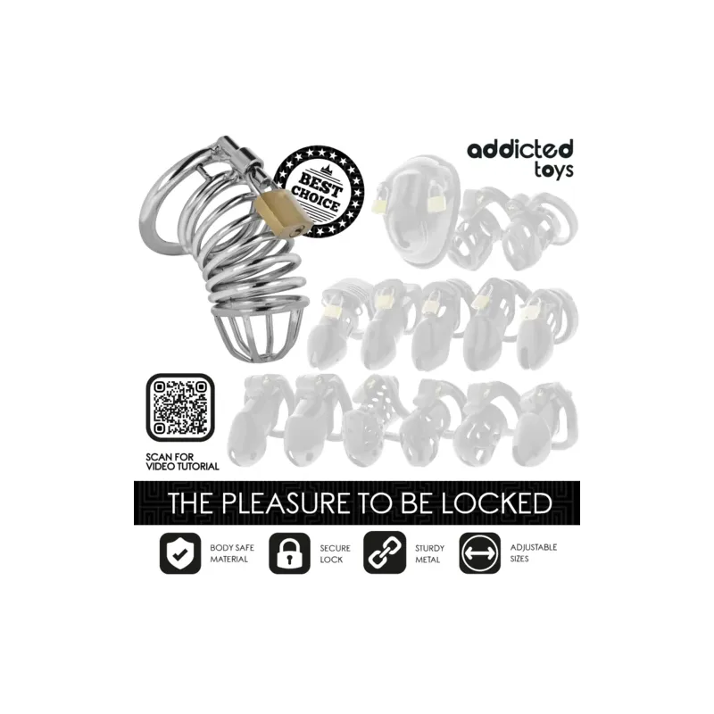 Cage de chasteté métal Addicted Toys Locked Iron Cell taille L vue d'ensemble