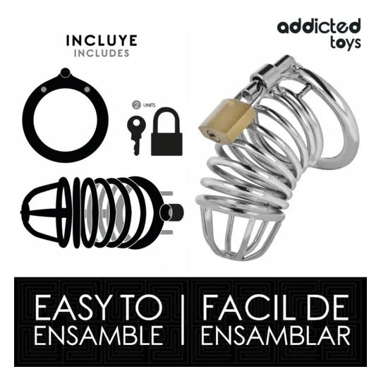 Cage de chasteté métal Addicted Toys Locked Iron Cell taille L vue d'ensemble