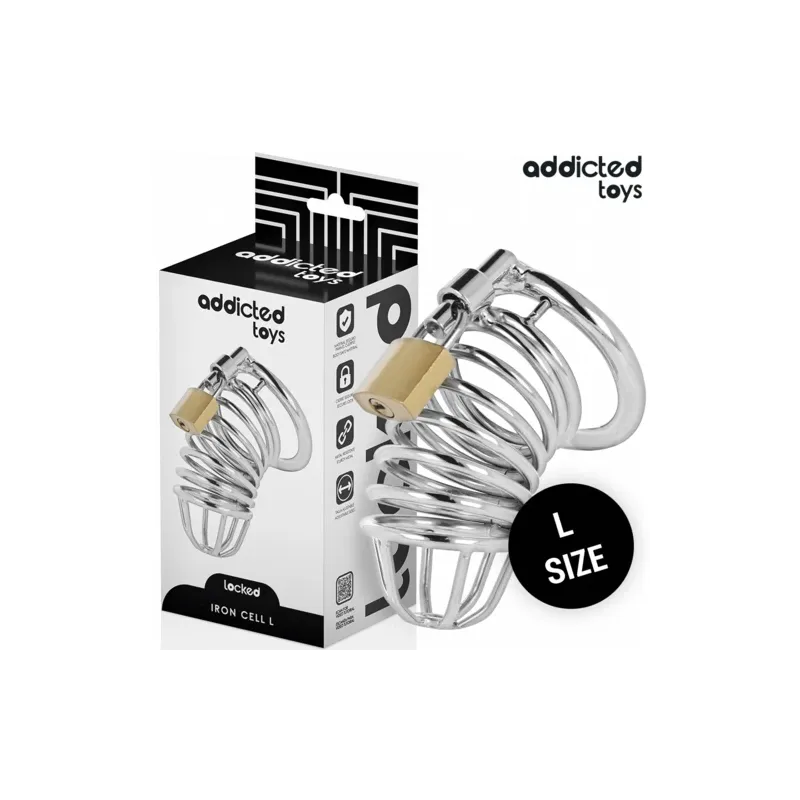 Gabbia di castità metallo Addicted Toys Locked Iron Cell taglia L vista d'insieme