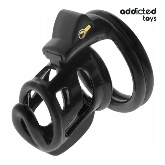Cage de chasteté en métal Addicted Toys Locked taille M 8,5 cm avec serrure et clés, anneau pubien inclus