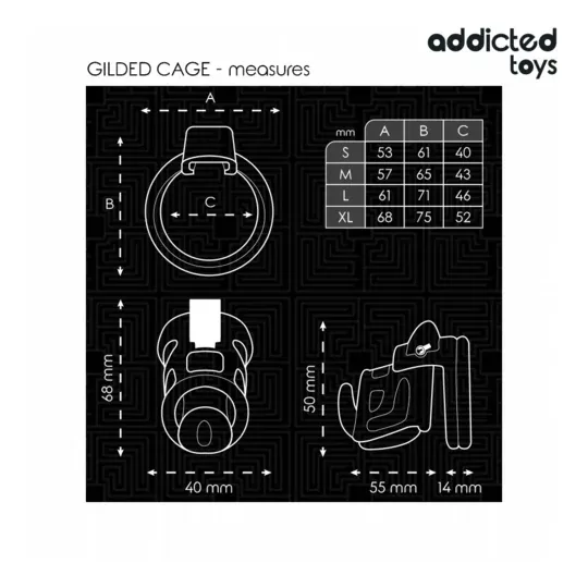 Cage de chasteté en métal Addicted Toys Locked taille M 8,5 cm avec serrure et clés, anneau pubien inclus