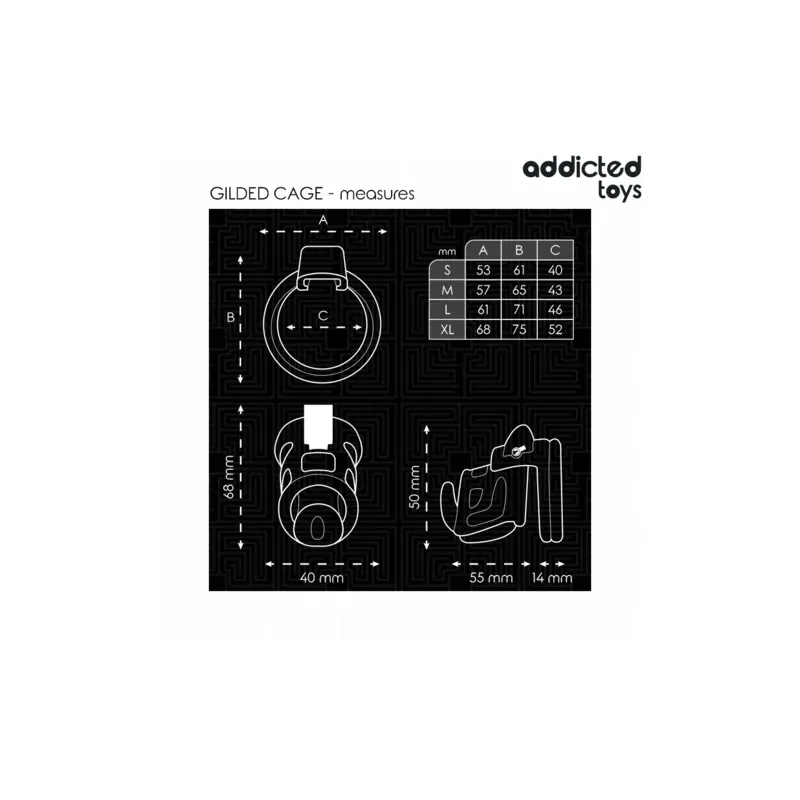 Cage de chasteté en métal Addicted Toys Locked taille M 8,5 cm avec serrure et clés, anneau pubien inclus