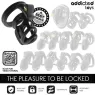 Jaula de castidad de metal Addicted Toys Locked talla M 8,5 cm con cerradura y llaves, anillo púbico incluido